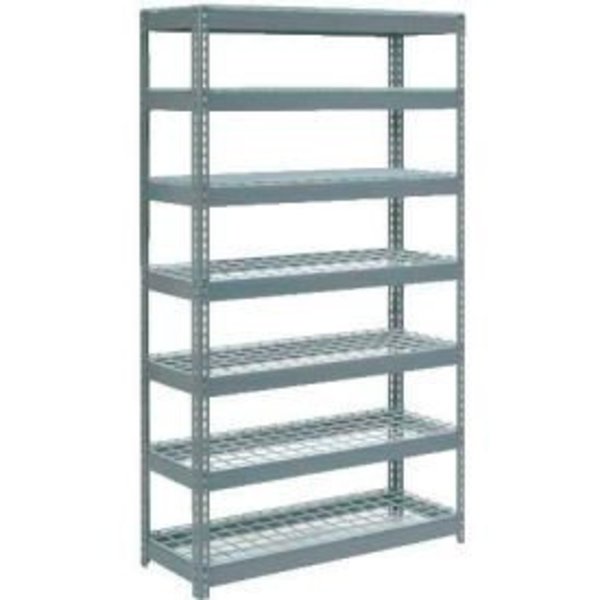 Global Equipment Extra Heavy Duty Shelving 48"W x 12"D x 96"H With 7 Shelves, Wire Deck, Gry 717474